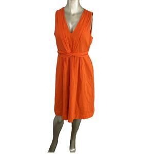 J. Crew Linen Blend Sleeveless V-neck Dress 8 Women Classic Party Office